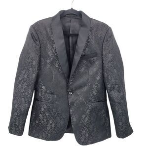 Avanti Milano Paisley Black Jacquard Tuxedo Jacket L Satin Shawl Androgynous